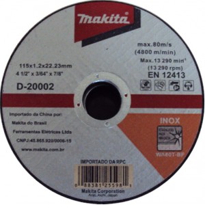Disco de Corte Inox 4.1/2"x3/64x7/8 Makita